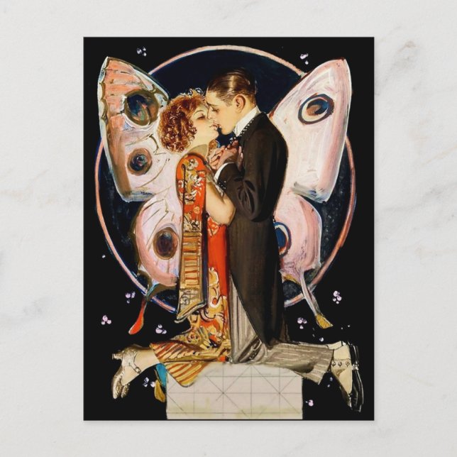 “Butterfly Couple” by FX Leyendecker Vykort (Framsida)