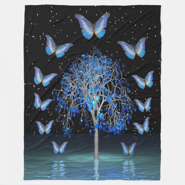 Butterfly Crystal Träd Fleece Blanket (Framsidan)