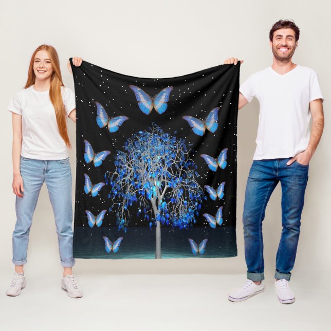 Butterfly Crystal Träd Fleece Blanket (På plats)