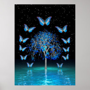 Butterfly Crystal Träd Poster