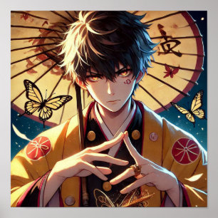 Butterfly Curse: Flame-Eyed Warrior Anime blir But Poster