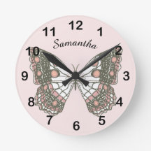 Butterfly & Custom Name on Soft Pink