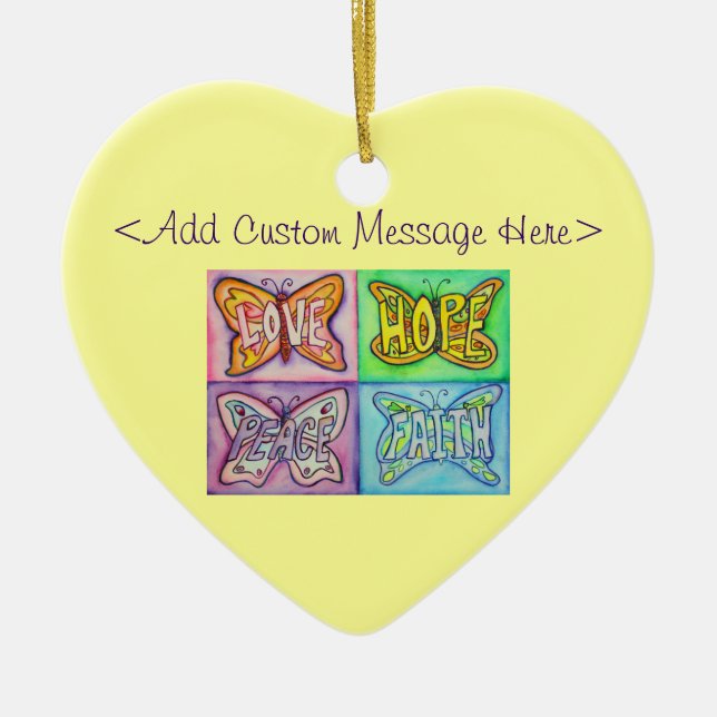Butterfly Customized Inspirational Charm Ornaments Julgransprydnad Keramik (Framsidan)