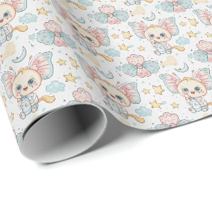 Butterfly Cute Baby Pastel Watercolor Mönster Presentpapper