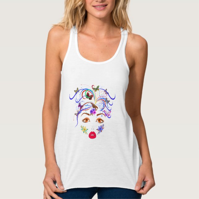 Butterfly Dam Linne Med Racerback (Framsida)