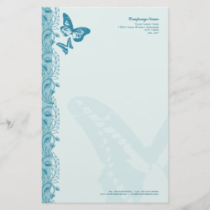Butterfly & Decorative Ornate Gräns i Blue Brevpapper