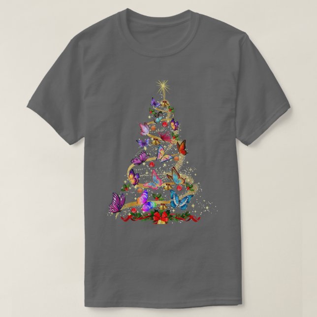 Butterfly Dekoration Julgran Santa Hat Julafton T Shirt (Design framsida)