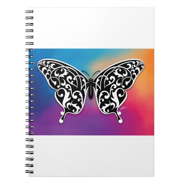 Butterfly Design med Sunset Färg Anteckningsbok (Framsidan)