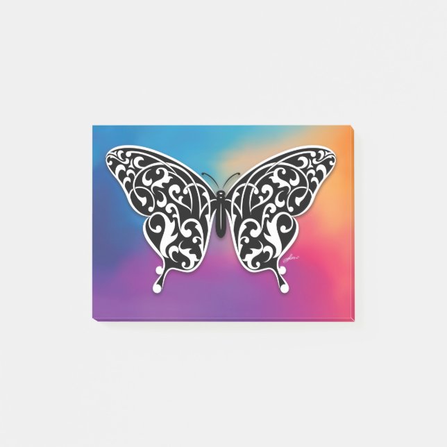 Butterfly Design med Sunset Färg Post-it Block (Framsida)