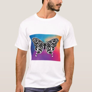 Butterfly Design med Sunset Färg T Shirt