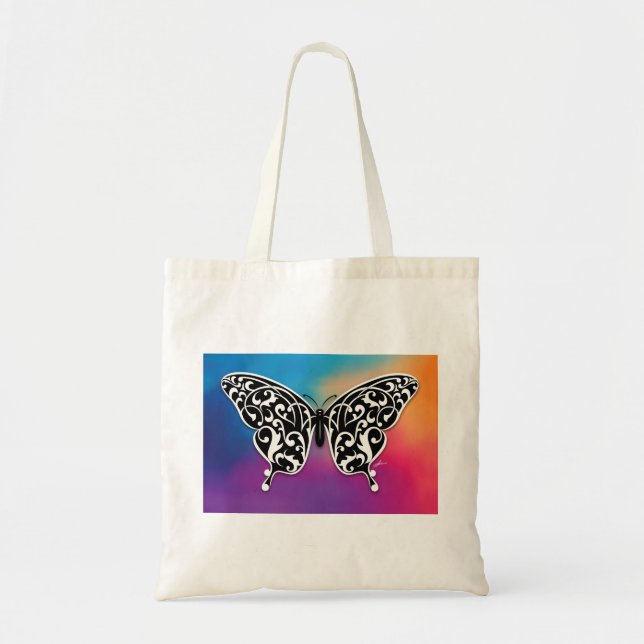 Butterfly Design med Sunset Färg Tygkasse (Framsidan)
