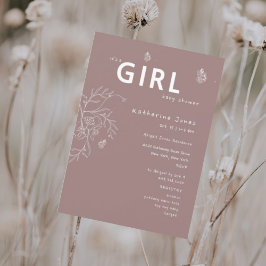 Butterfly Det är en flicka Mauve Baby Shower Inbjudningar