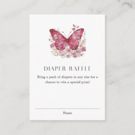 Butterfly Diaper Raffle Baby Shower Tilläggskort