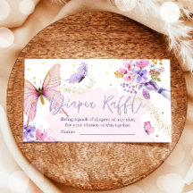 Butterfly Diaper Raffle Biljett Baby Shower Blommi