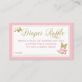 Butterfly Diaper Raffle Biljett, Rosa Guld Visitkort
