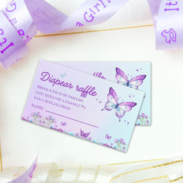 Butterfly Diaper Raffle Card | Pink & Purple Baby  Tilläggskort