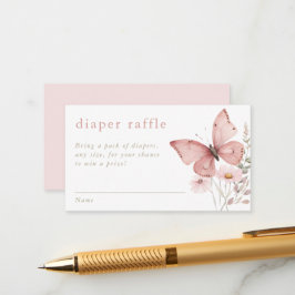 Butterfly Diaper Raffle rosa blommigt wildblommor Tilläggskort