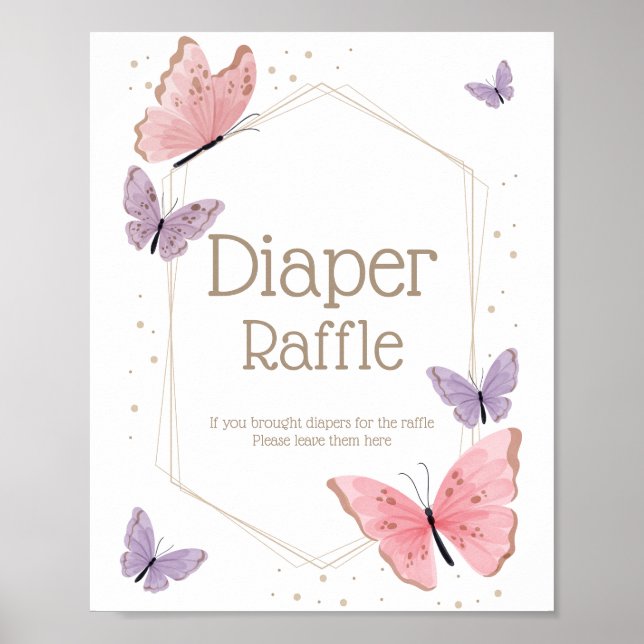 Butterfly Diaper Raffle Sign Poster (Framsidan)