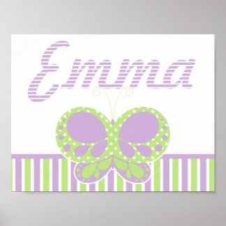 Butterfly Dots Personlig Namn Wall Print 2 Poster