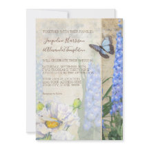 Butterfly Dragonfly Blue White Flowers Bröllop