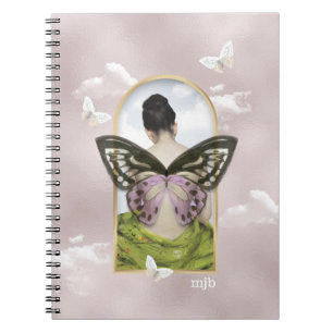 Butterfly Dream Fantasy Collage with Monogram Anteckningsbok