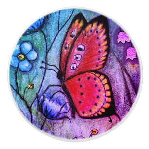 "Butterfly Dream" keramiskt Knob Knopp