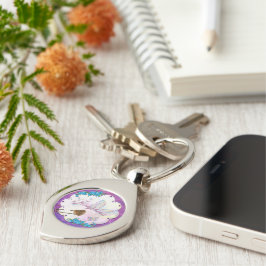 Butterfly Dream Scene Jeweled NAMN Swirl Silverfärgad Nyckelring