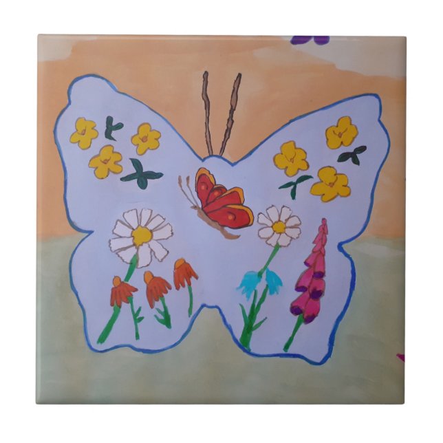 Butterfly Dreaming Ceramic Tile Kakelplatta (Framsidan)