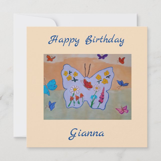 Butterfly Dreaming Flat Birthday Card Kort (Framsida)