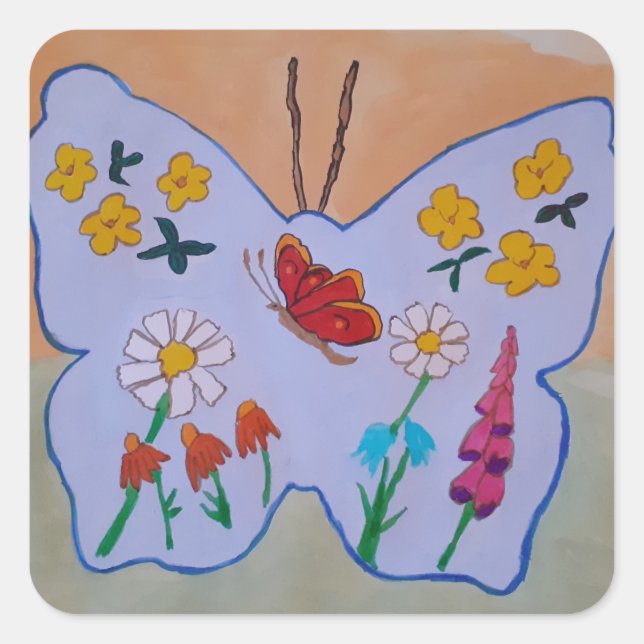 Butterfly Dreaming Fyrkantigt Klistermärke (Framsida)