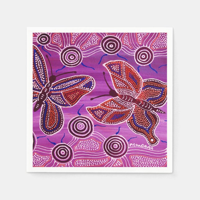 Butterfly Dreaming Lila Napkins Pappersservett (Framsidan)