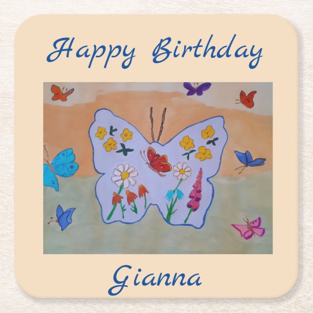 Butterfly Dreaming Underlägg Papper Kvadrat (Framsidan)