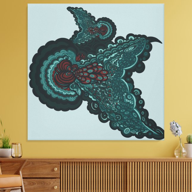 Butterfly Dreams:A Fusion of Flowers and Fantasy Canvastryck (Insitu (Vardagsrum))