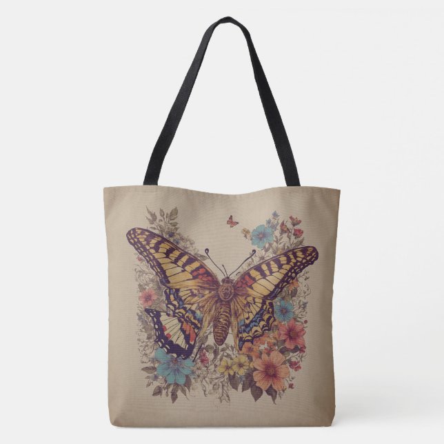 Butterfly Dreams Carry Bag Tygkasse (Baksida)