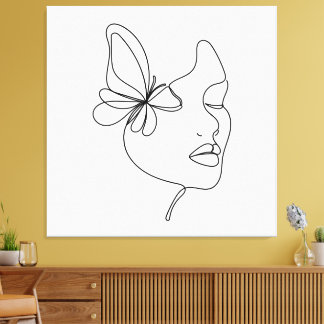 Butterfly Dreams - Minimalist Woman & Butterfly Canvastryck