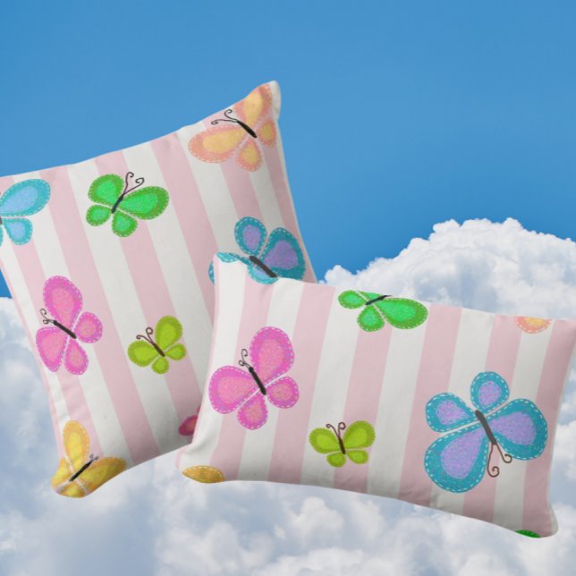 Butterfly Dreams Pink Stripe Kudde (So sweet and feminine!)