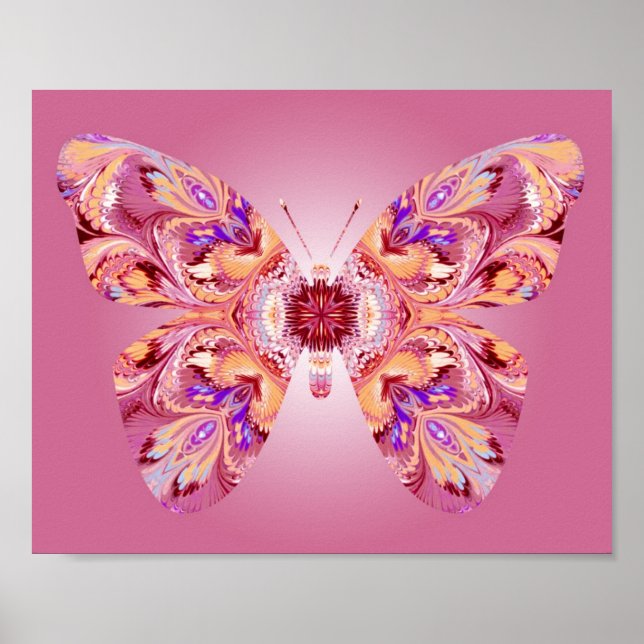 Butterfly Dreams Skriv ut Rosa och Orange Poster (Framsidan)