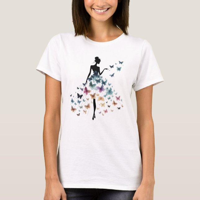 Butterfly Dress Silhouette Art T Shirt (Framsida)