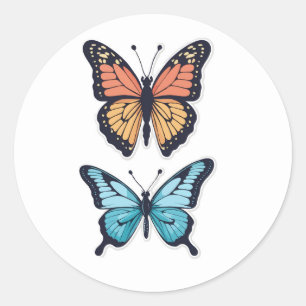 Butterfly Duo Sticker Set - Monarch and Blue Runt Klistermärke