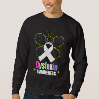 Butterfly Dyslexia Silver Ribbon Dyslexia Awarenes Lång Ärmad Tröja