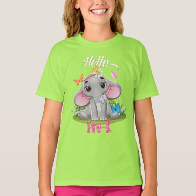 Butterfly Elephant Pre-K 1:a dagen Back to school T Shirt (Framsida)