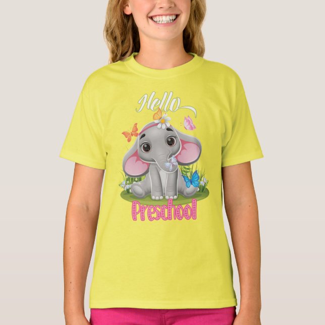Butterfly Elephant Preschool Back to school T Shirt (Framsida)