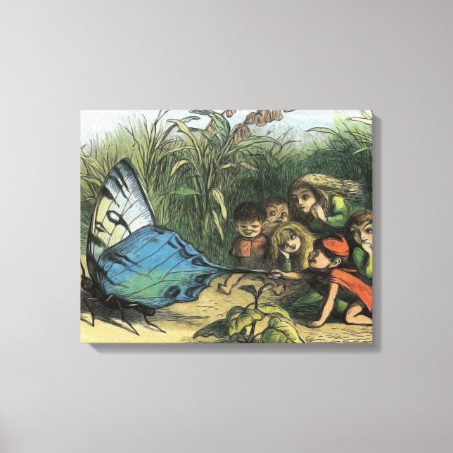 Butterfly Elf Artwork Cute Elves Butterflies Canvastryck (Framsida)