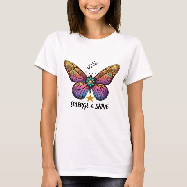 Butterfly Emerge och Shine T-shirt (Framsida)