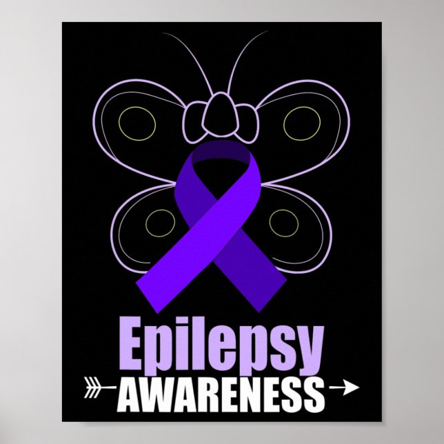Butterfly Epilepsi Ribbon Epilepsy Disorder Awaren Poster (Framsidan)