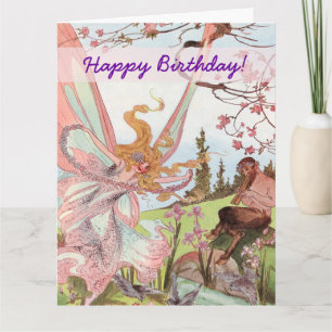 Butterfly Fairy and Centaur Birthday Kort