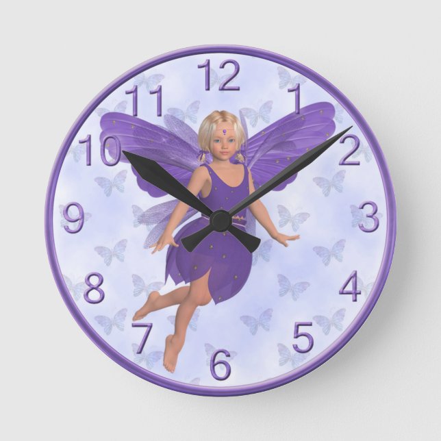 Butterfly Fairy Clock Rund Klocka (Framsida)