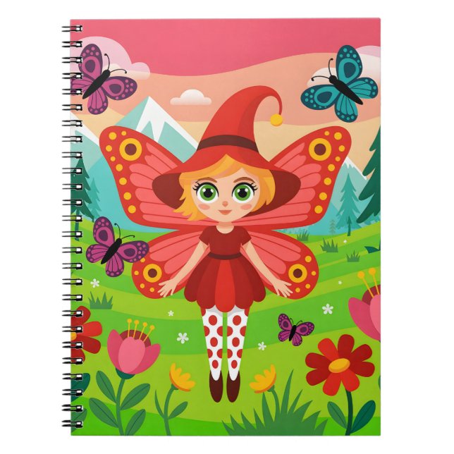 Butterfly Fairy Illustration in Whimsical Forest Anteckningsbok (Framsidan)