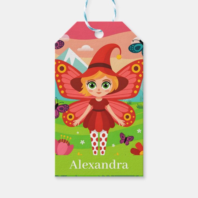 Butterfly Fairy Illustration in Whimsical Forest Presentetikett (Framsidan)