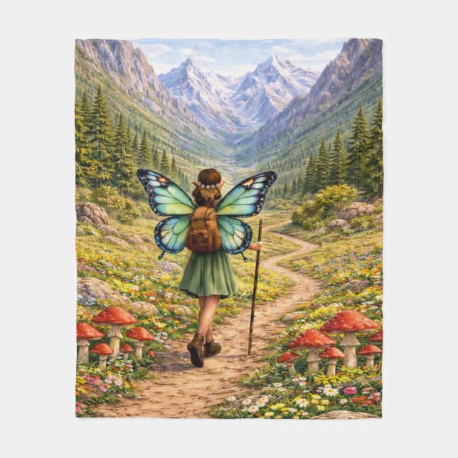 Butterfly Fairy Mountain Hiker | Fairycore Flower Fleecefilt (Framsidan)